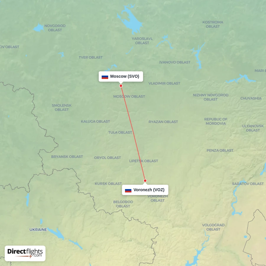 SVO - VOZ route map