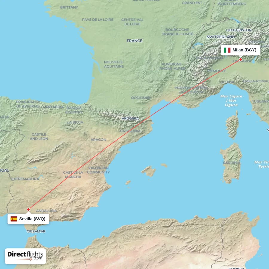 SVQ - BGY route map