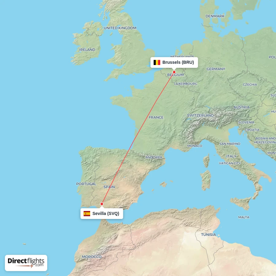 SVQ - BRU route map