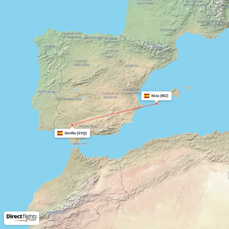 SVQ - IBZ route map