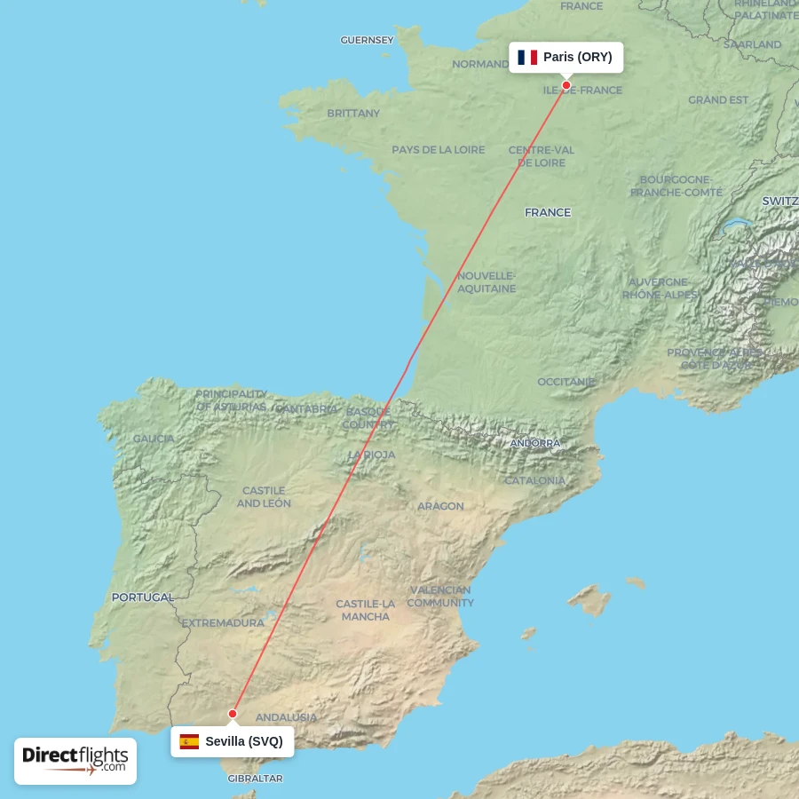 SVQ - ORY route map