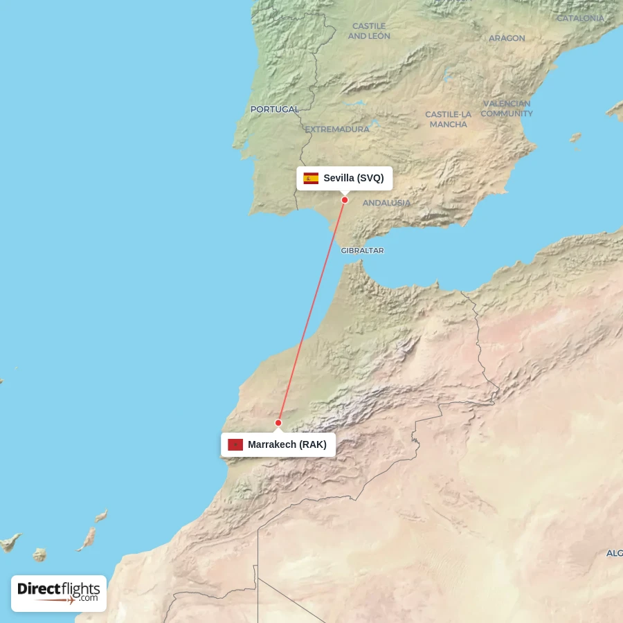 SVQ - RAK route map
