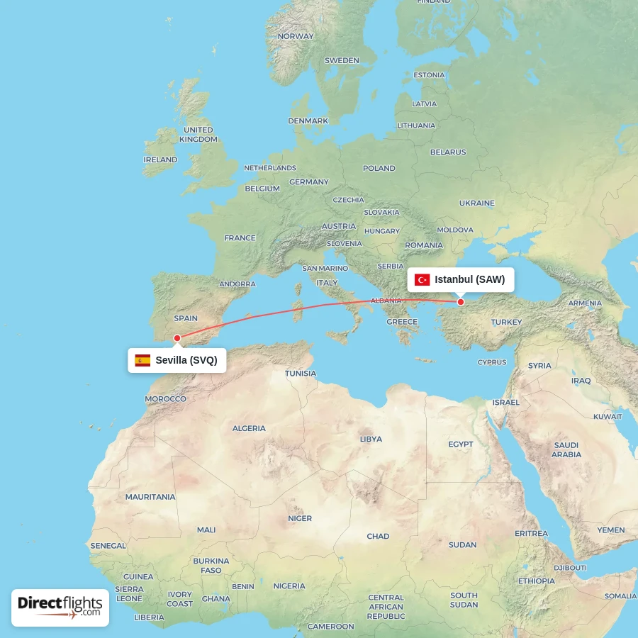 SVQ - SAW route map