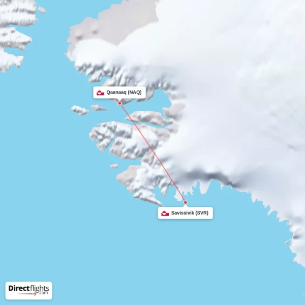 Savissivik - Qaanaaq direct flight map