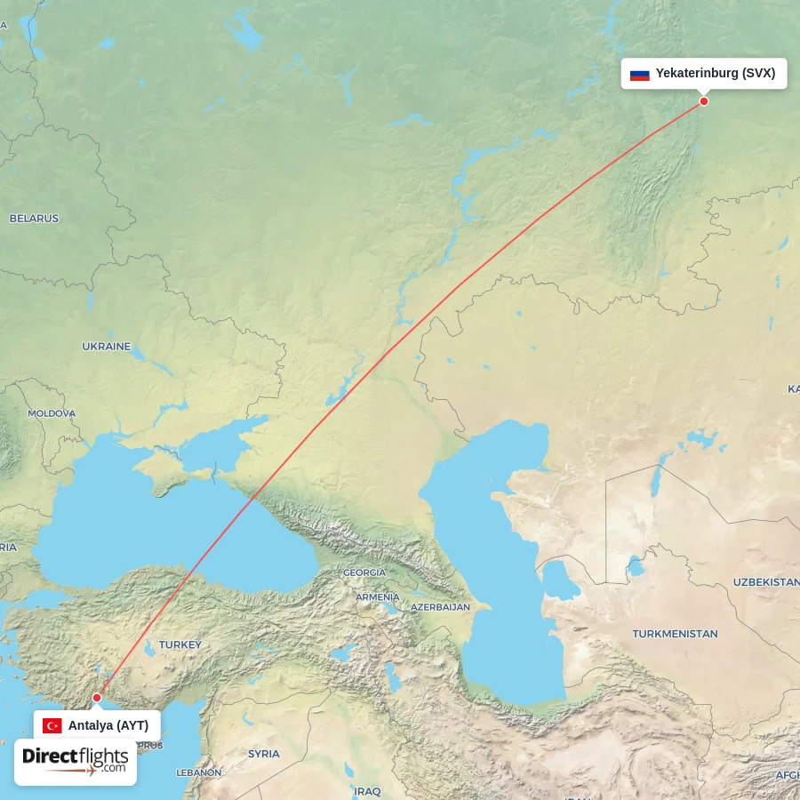 SVX - AYT route map