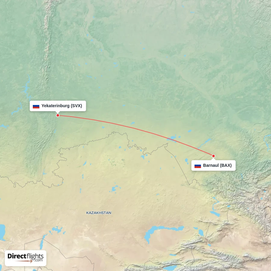 SVX - BAX route map