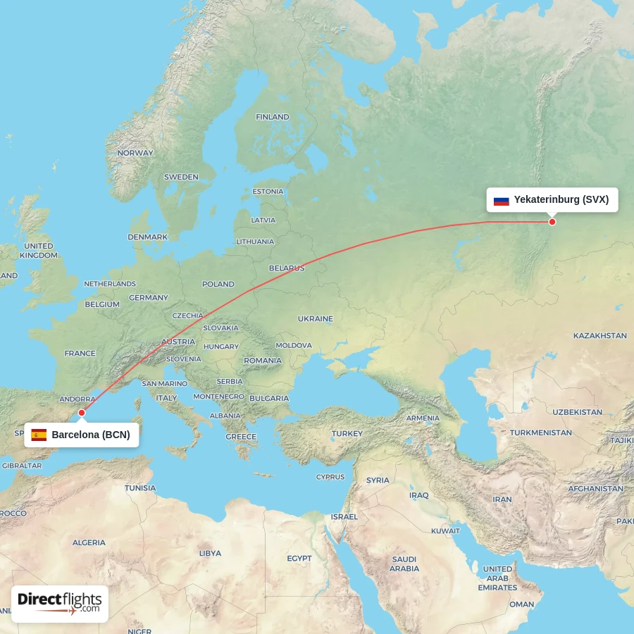 SVX - BCN route map