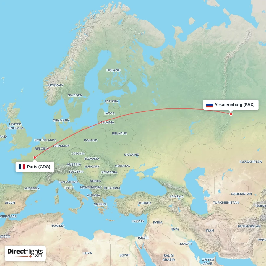 SVX - CDG route map