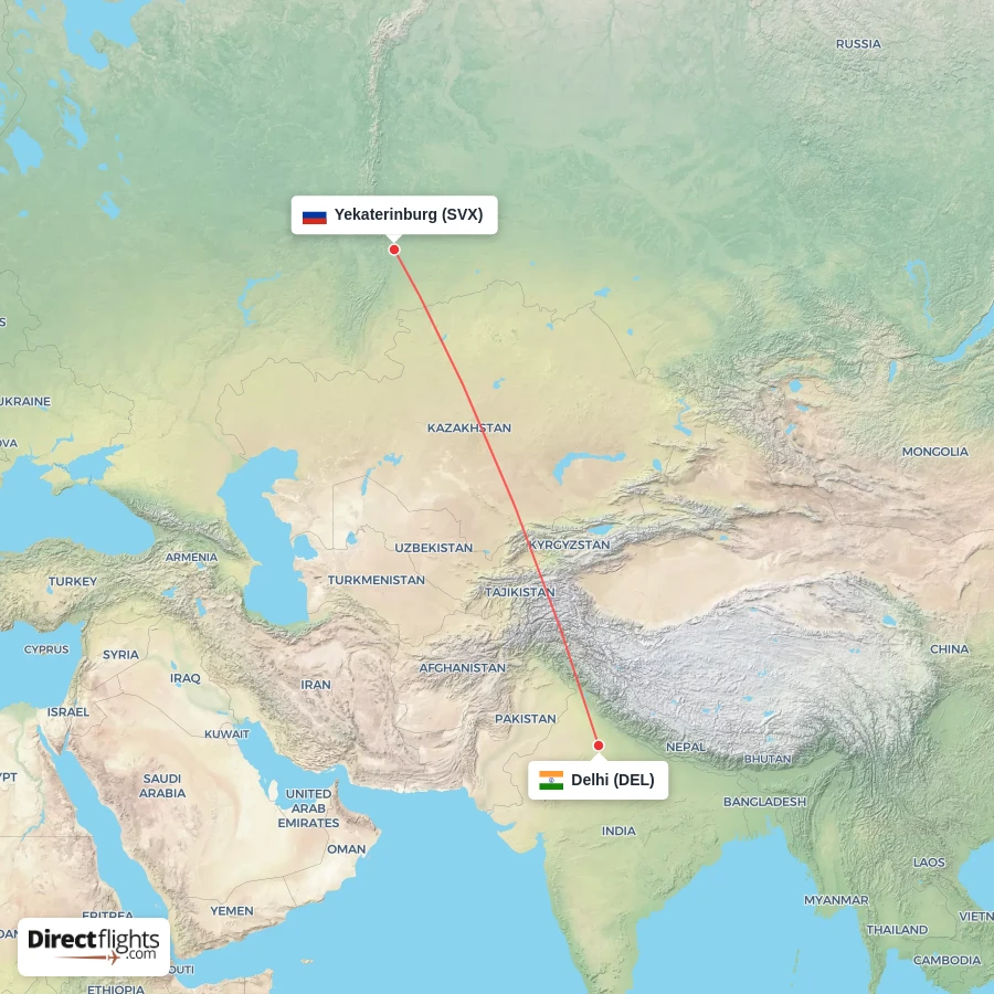 SVX - DEL route map