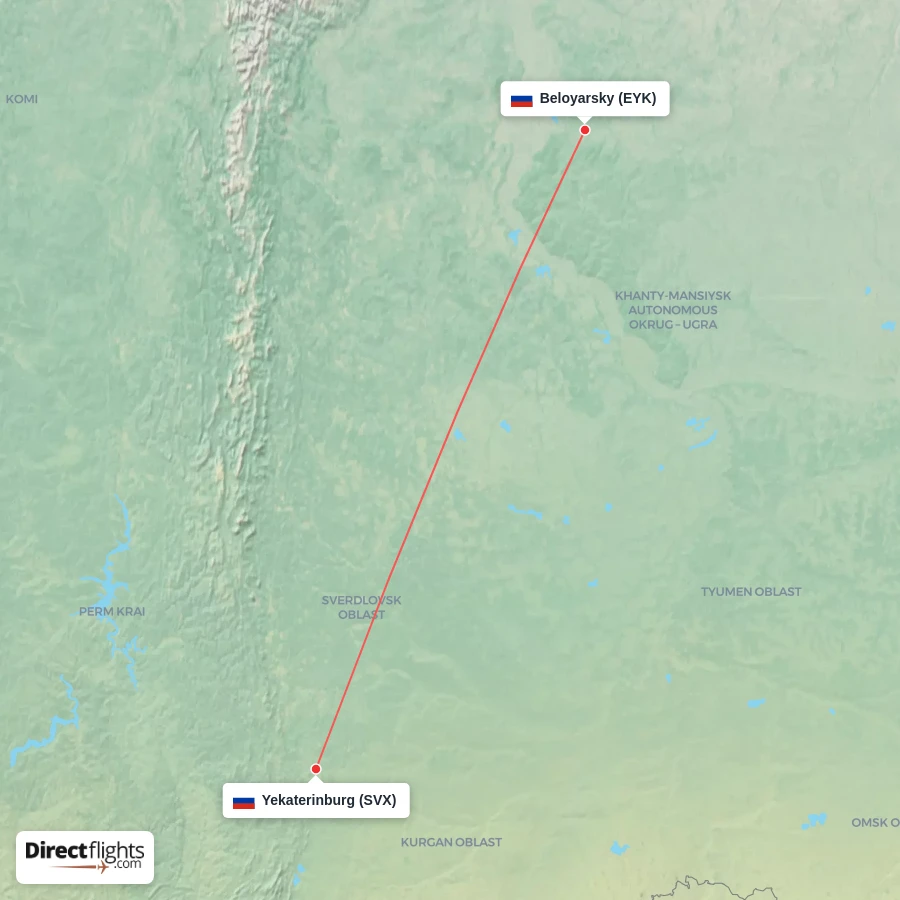 SVX - EYK route map