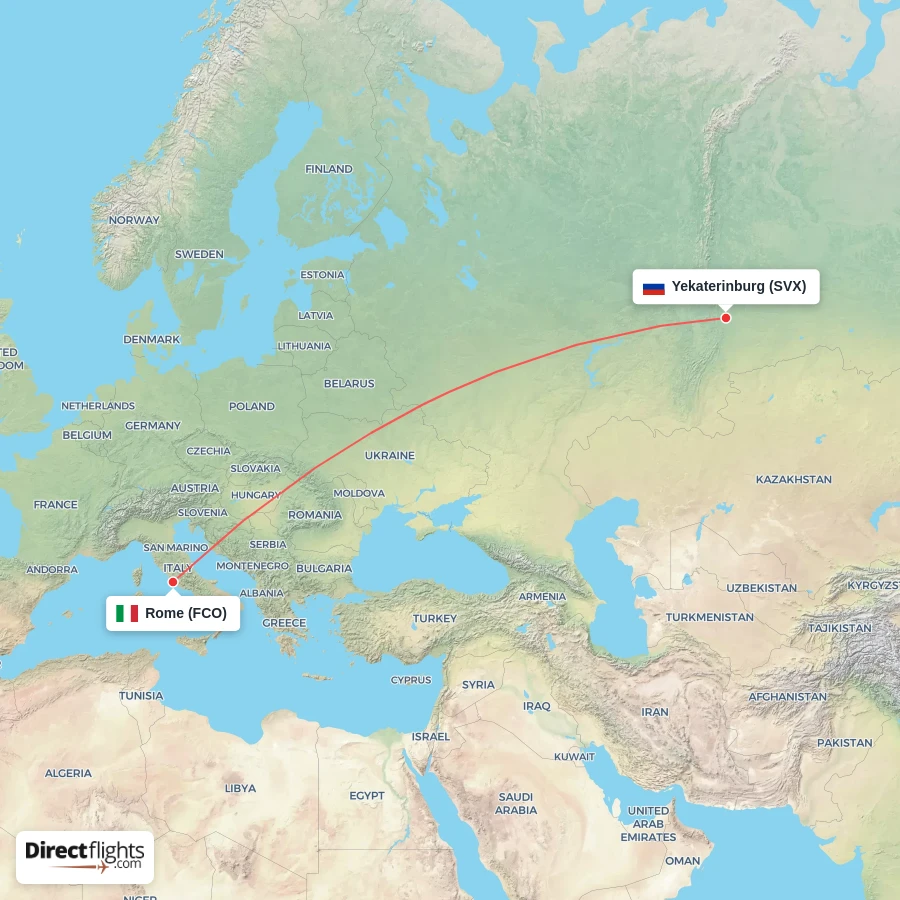 SVX - FCO route map
