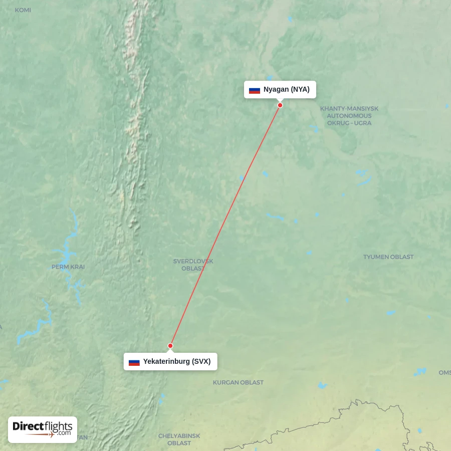 SVX - NYA route map