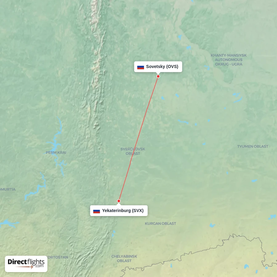 SVX - OVS route map