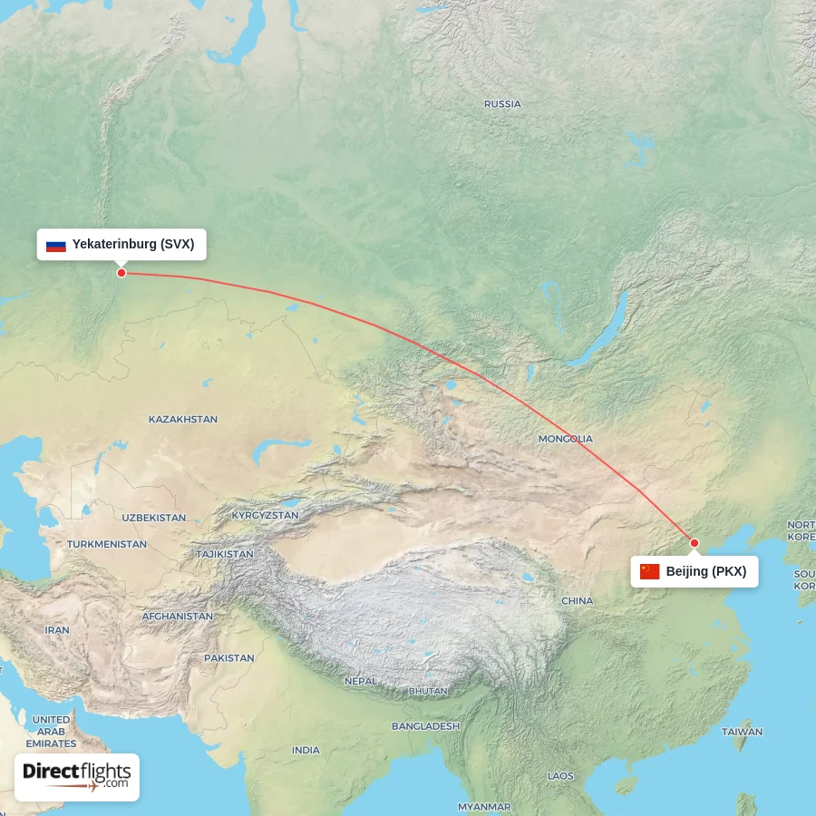 SVX - PKX route map