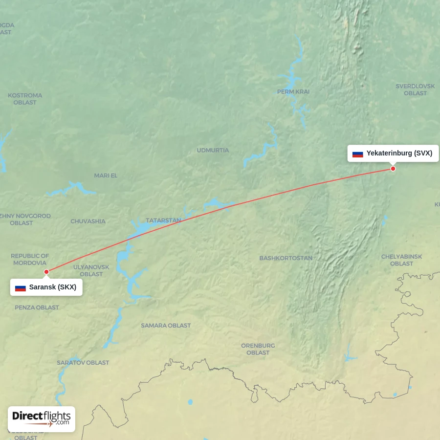 SVX - SKX route map