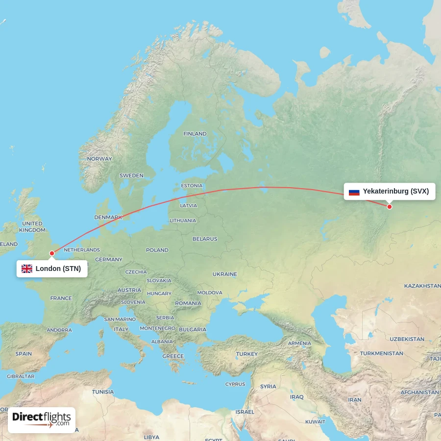 SVX - STN route map
