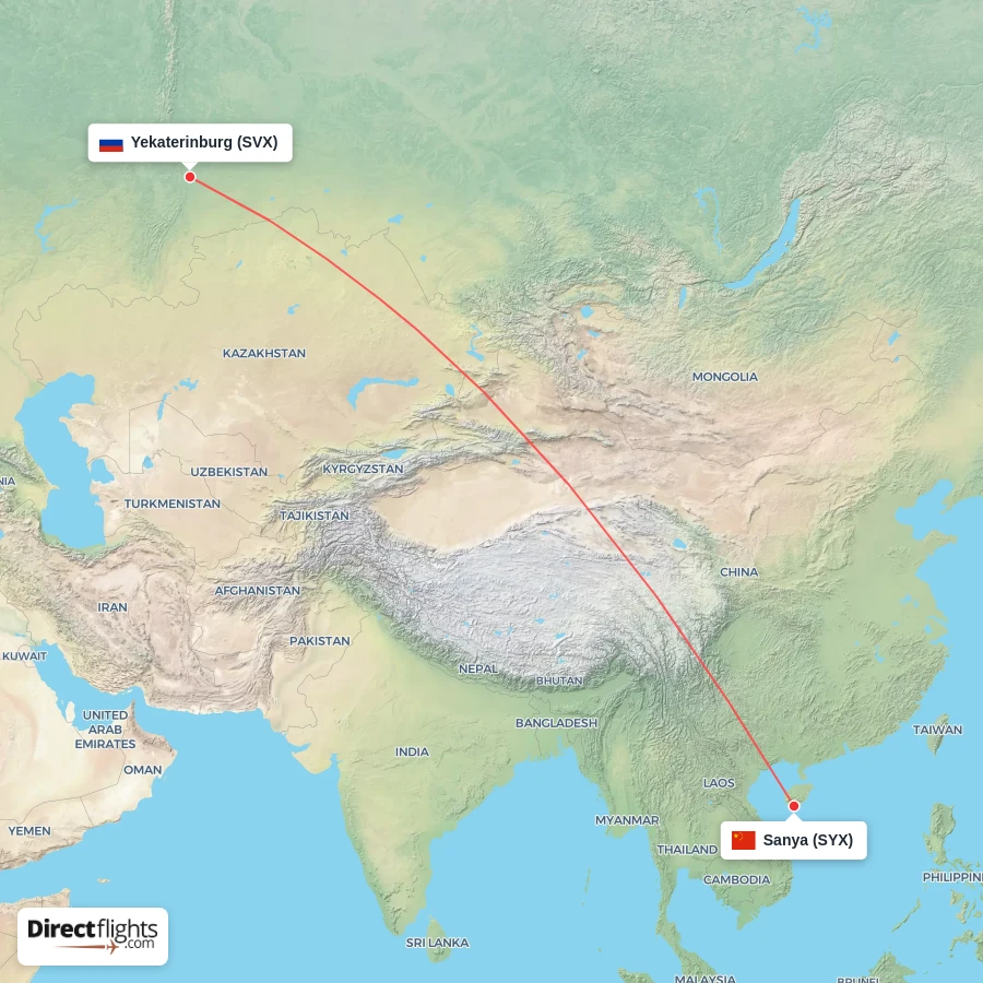 SVX - SYX route map
