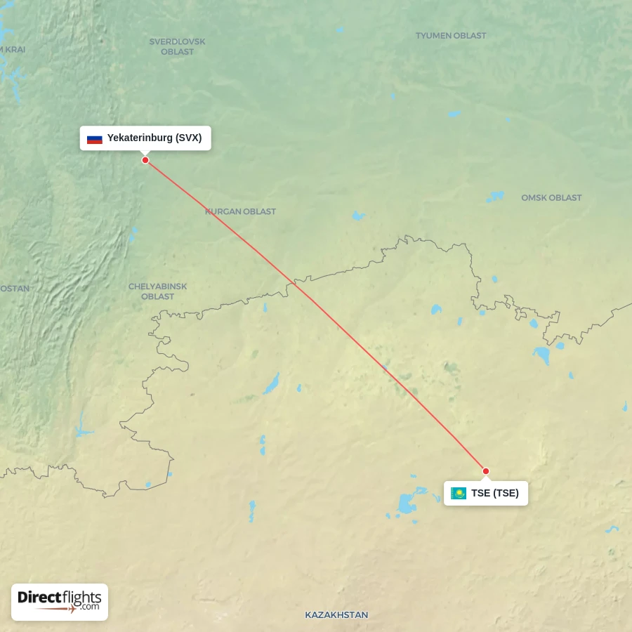 SVX - TSE route map