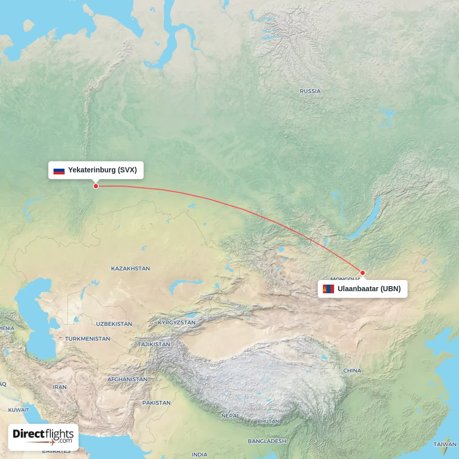 SVX - UBN route map