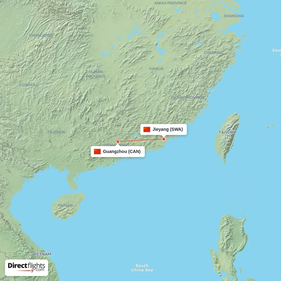 SWA - CAN route map