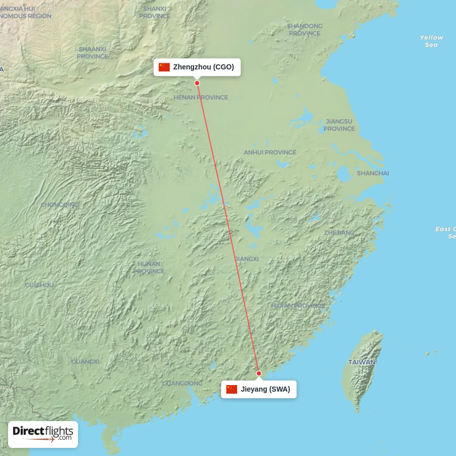 SWA - CGO route map