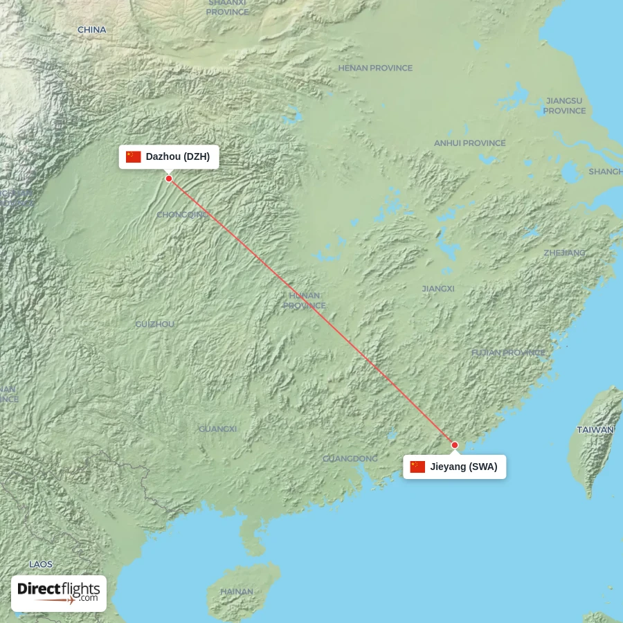 SWA - DZH route map