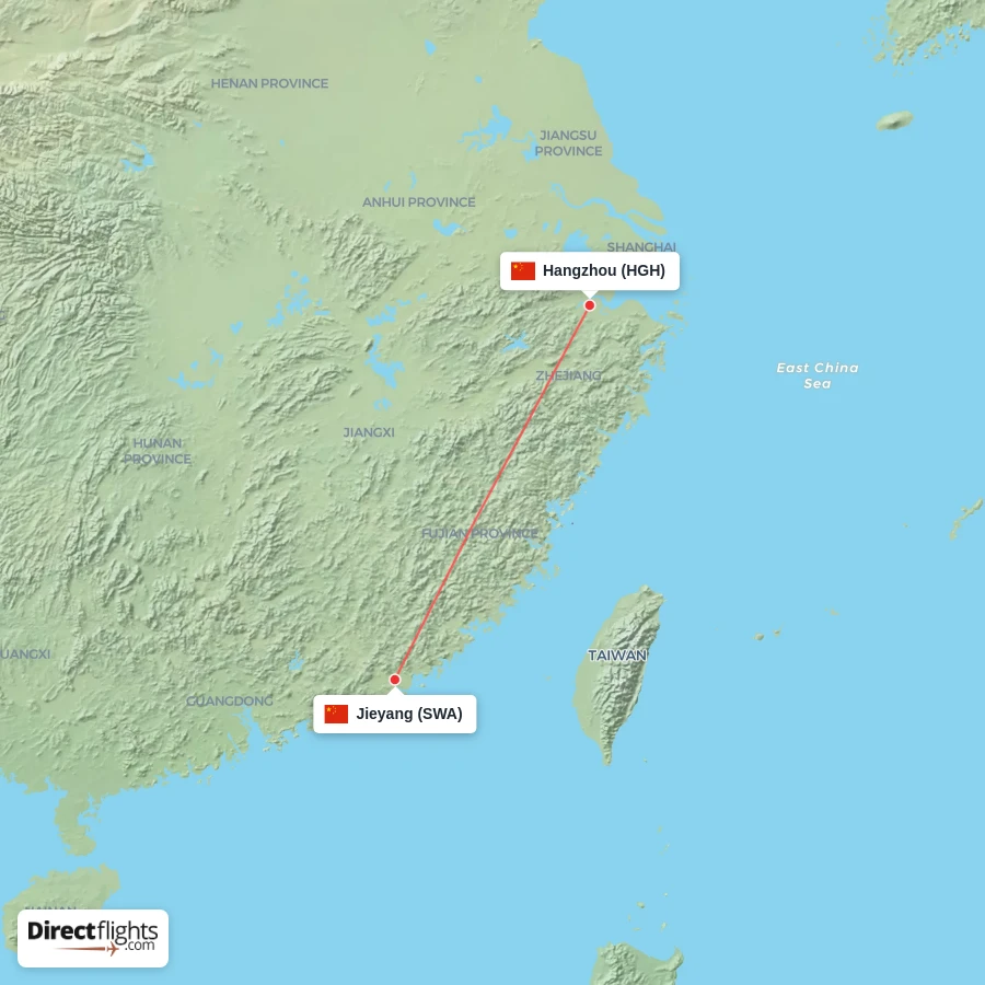 SWA - HGH route map