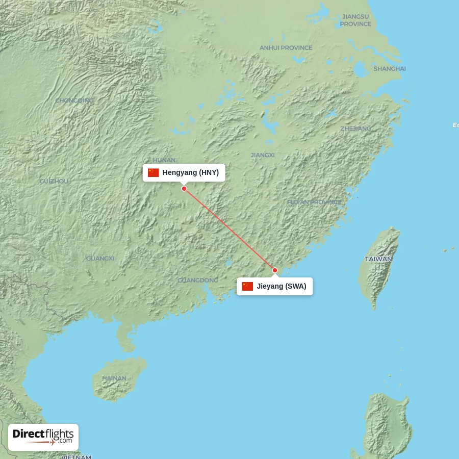 SWA - HNY route map