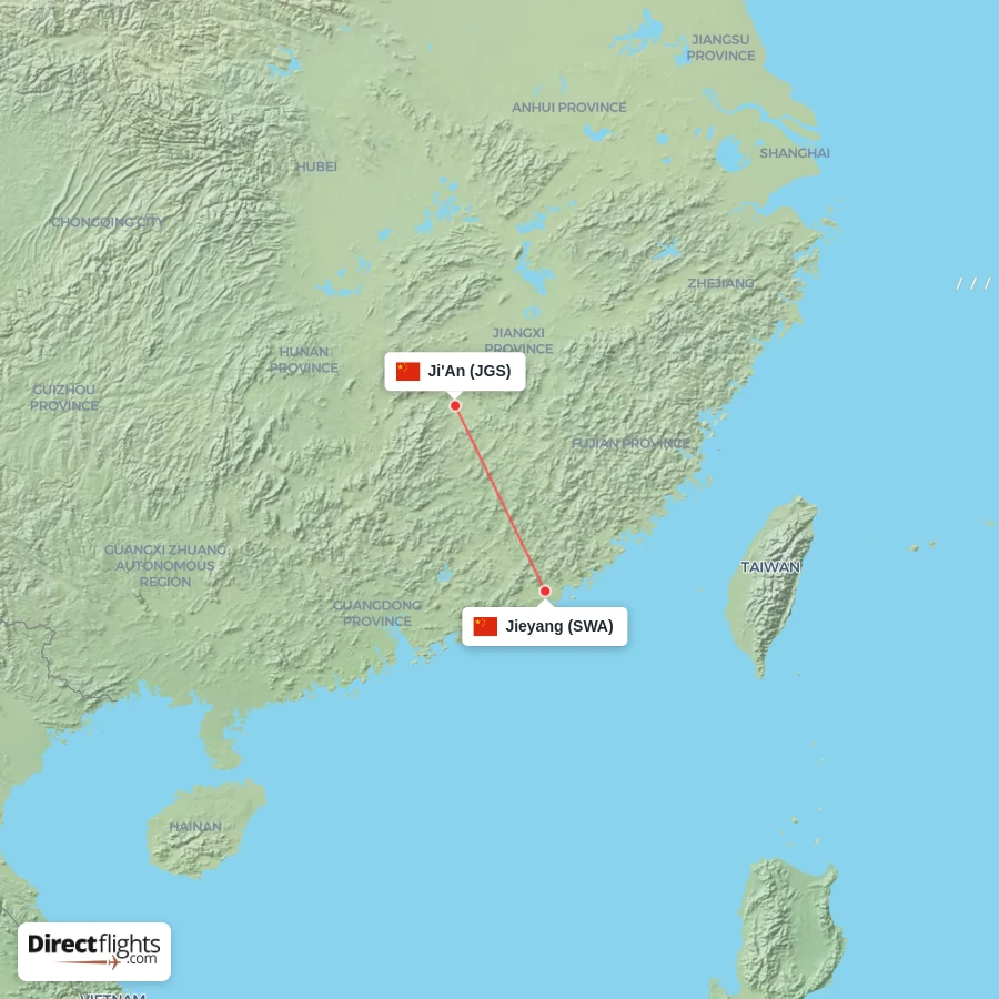 SWA - JGS route map