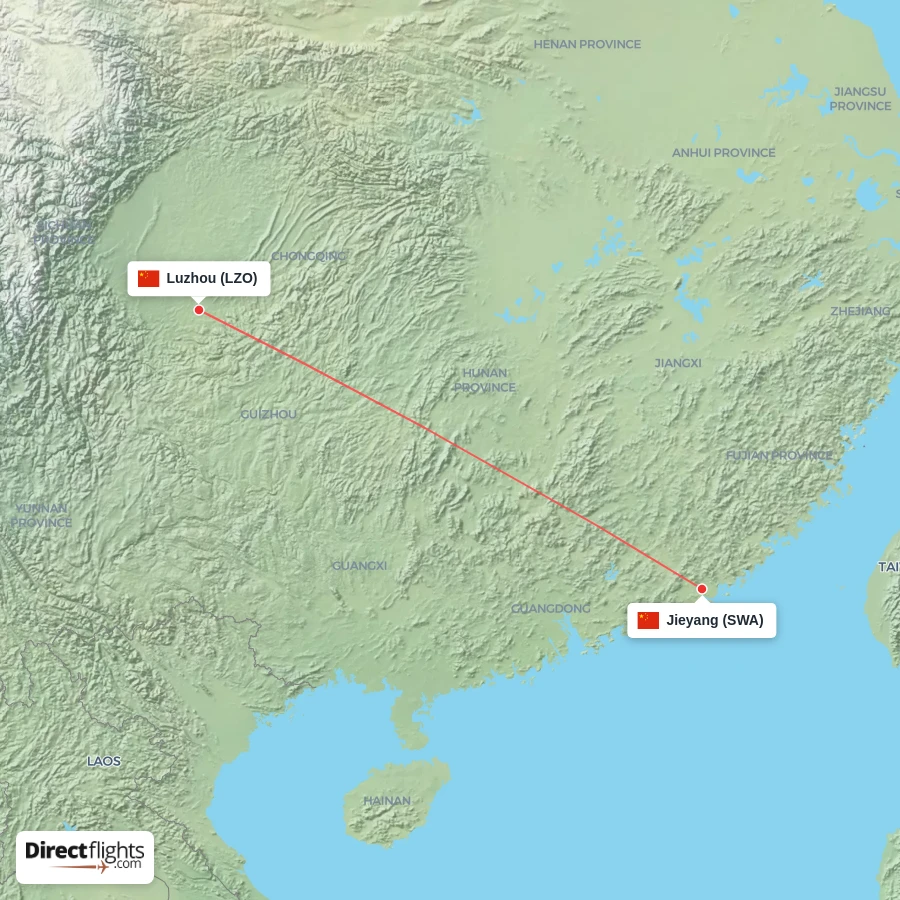 SWA - LZO route map