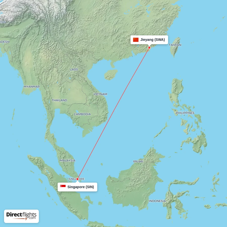 SWA - SIN route map