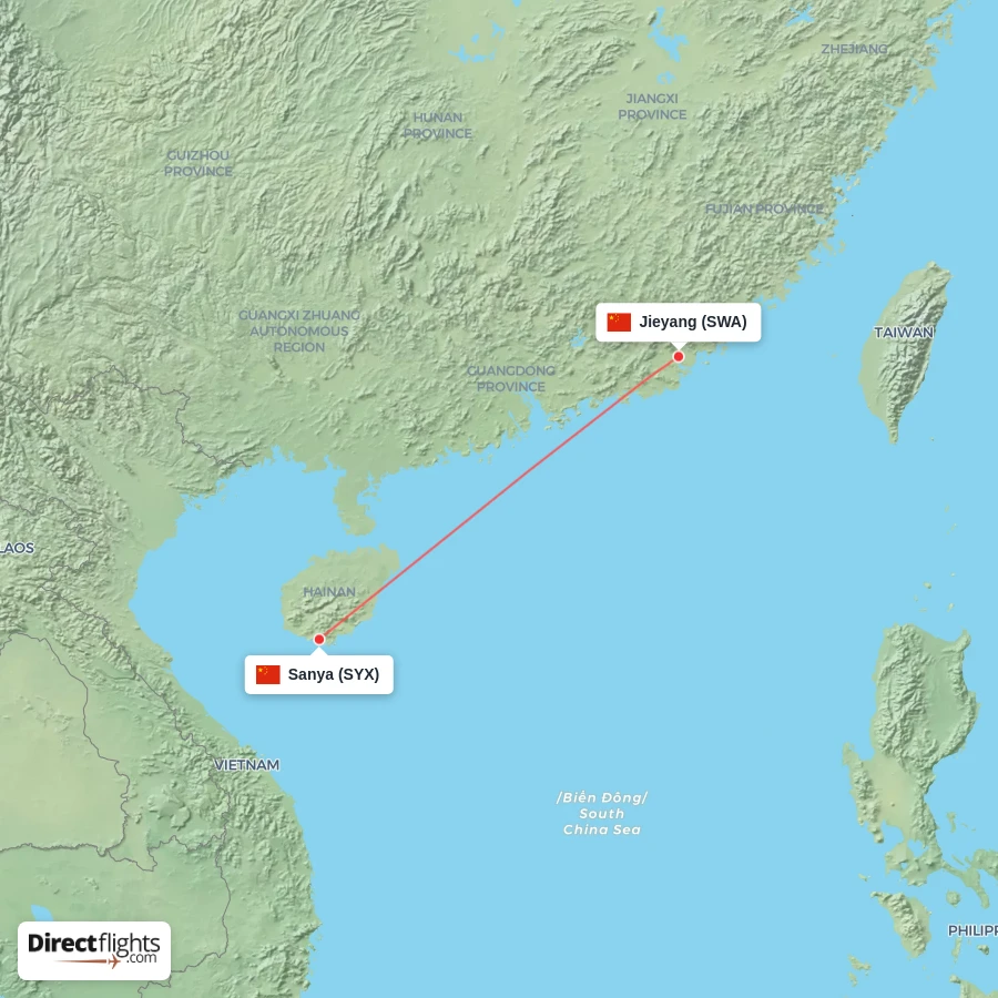 SWA - SYX route map