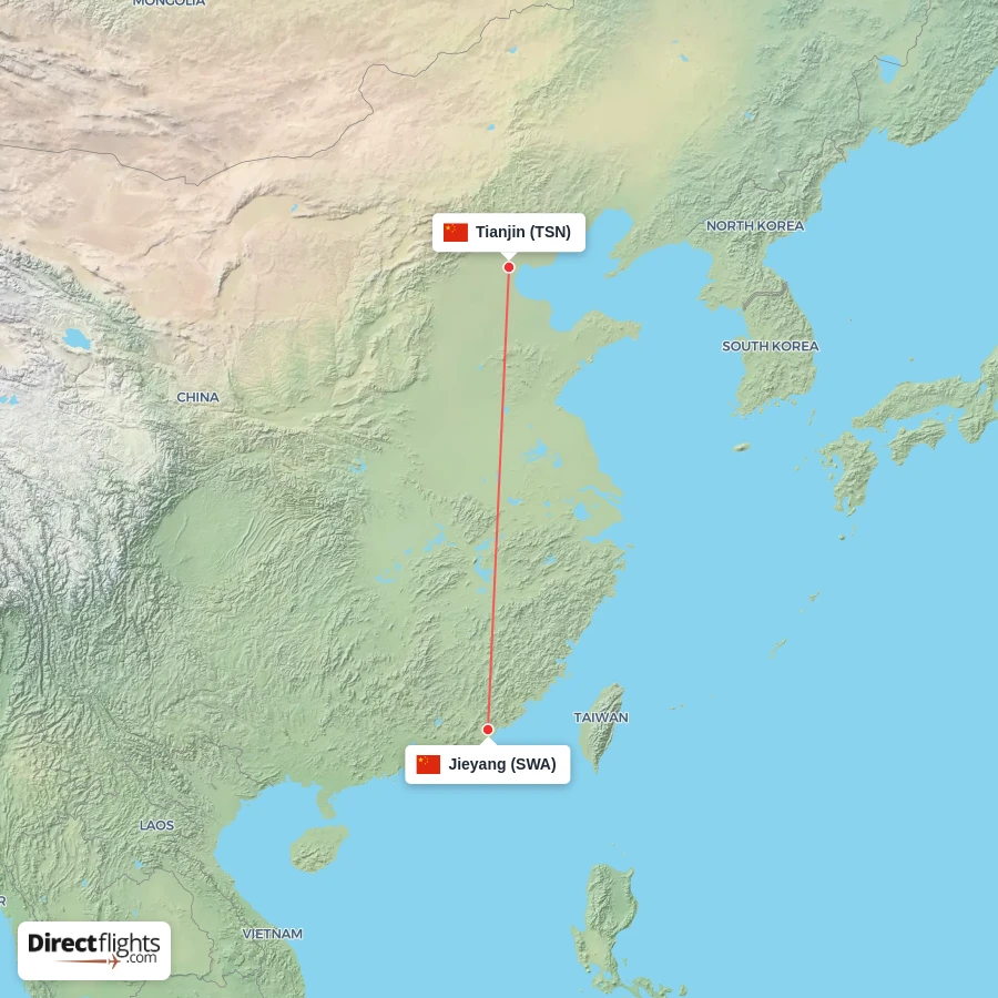 SWA - TSN route map