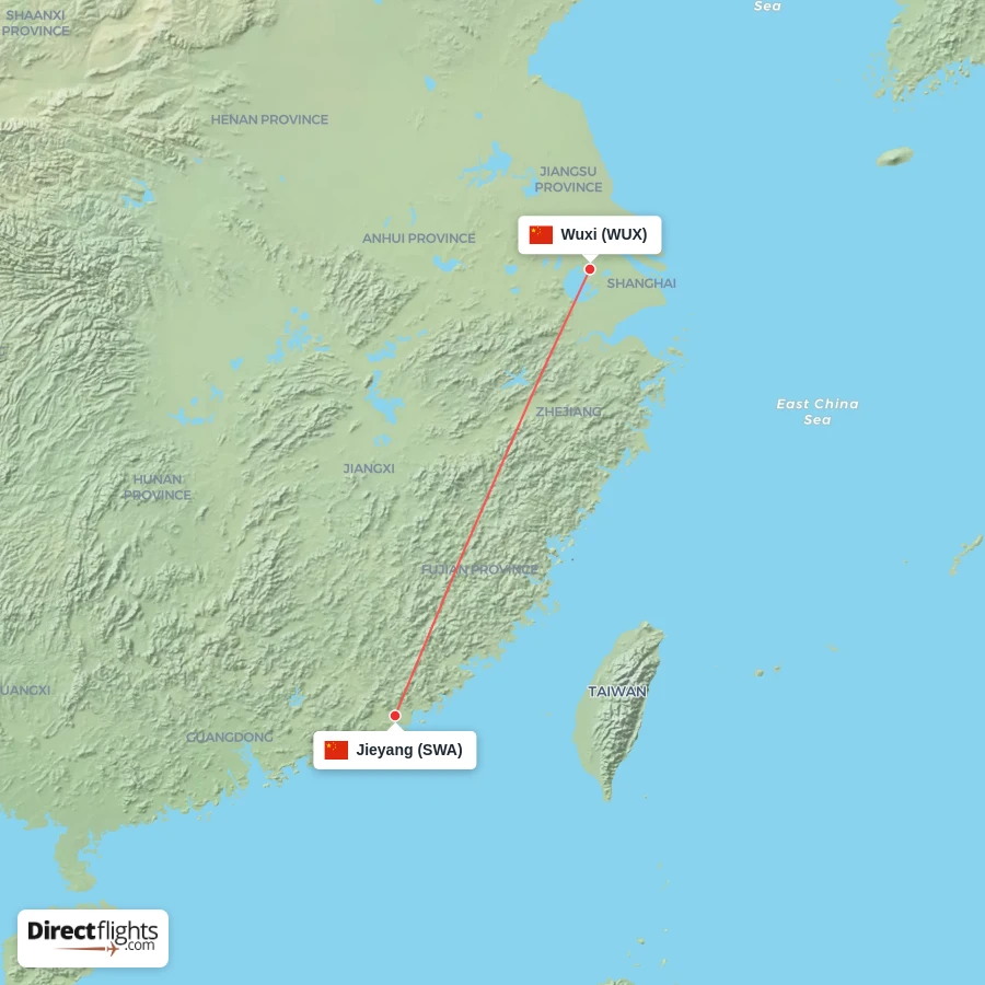 SWA - WUX route map