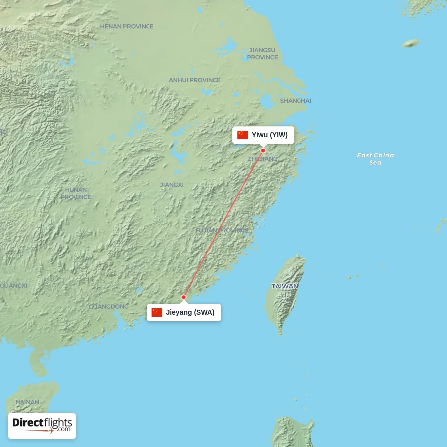 SWA - YIW route map