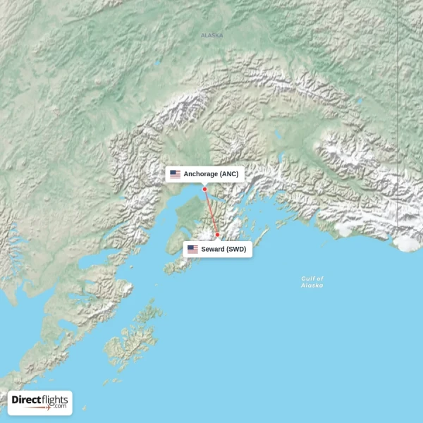 Seward - Anchorage direct flight map