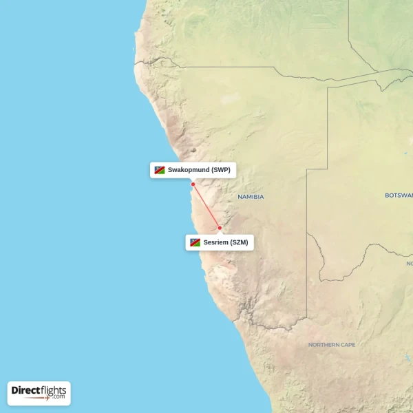 Swakopmund - Sesriem direct flight map