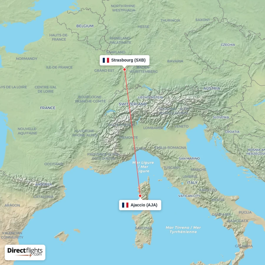 SXB - AJA route map