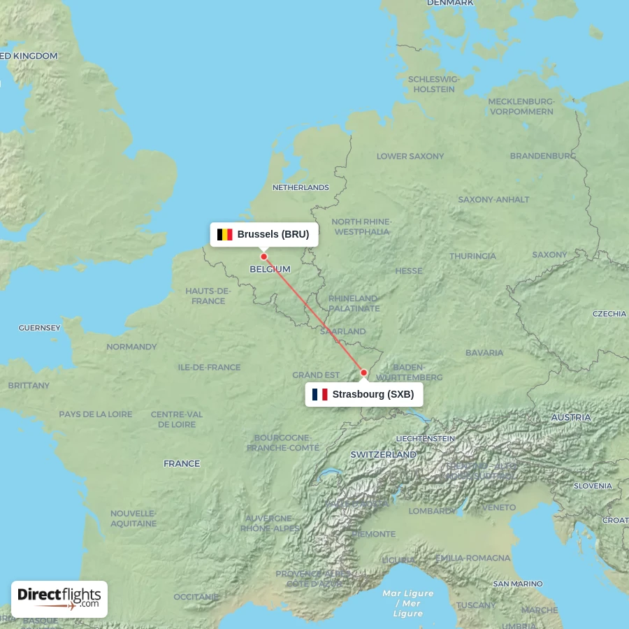 SXB - BRU route map