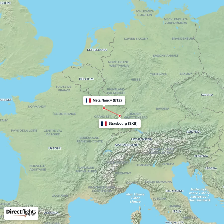 SXB - ETZ route map