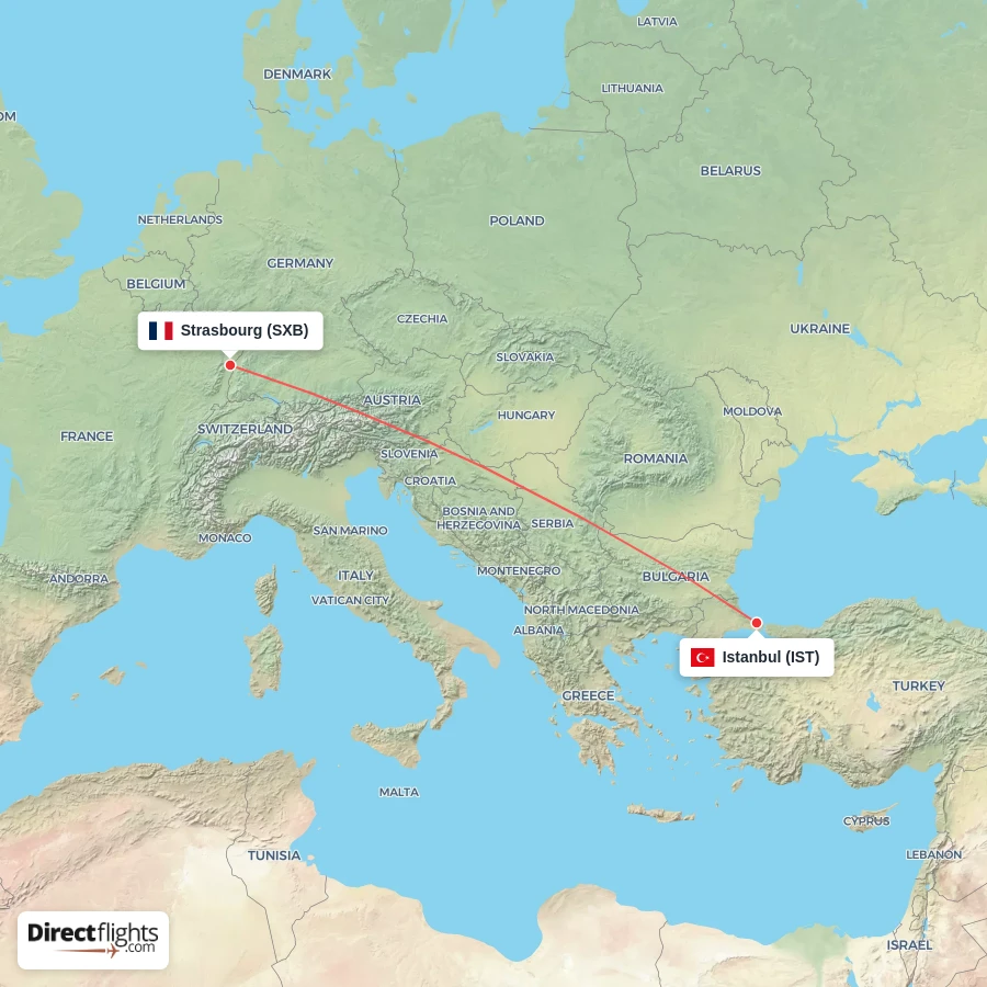 SXB - IST route map