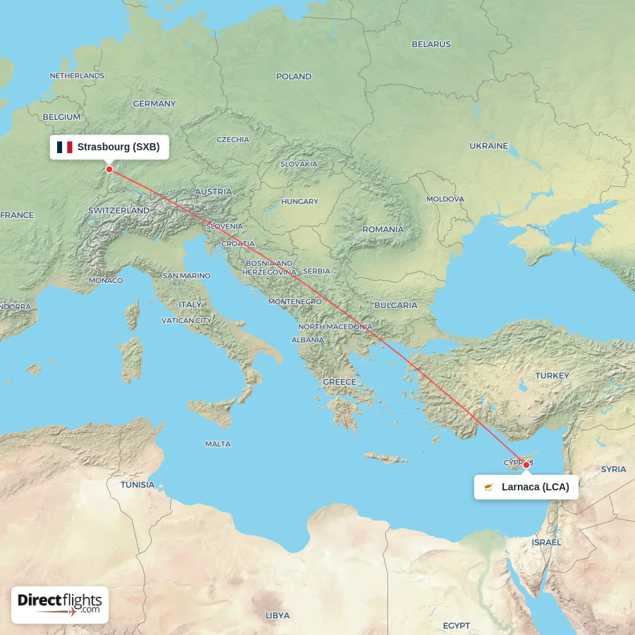 SXB - LCA route map