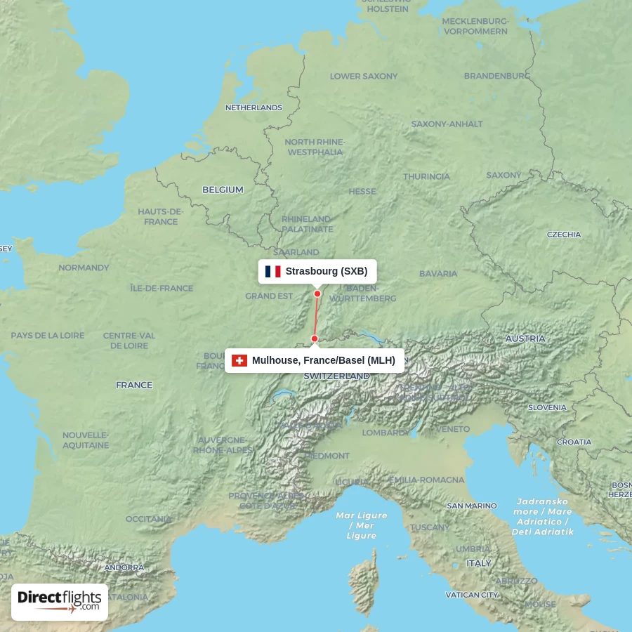 SXB - MLH route map
