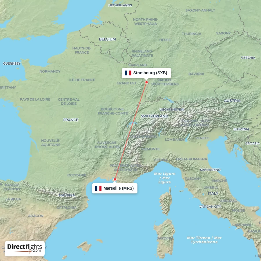 SXB - MRS route map