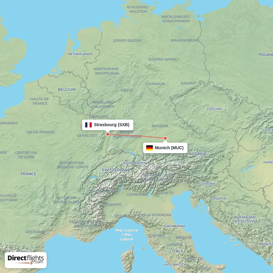 SXB - MUC route map