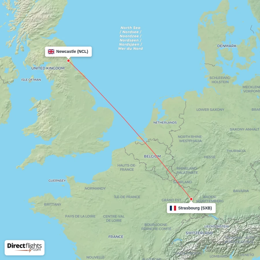SXB - NCL route map