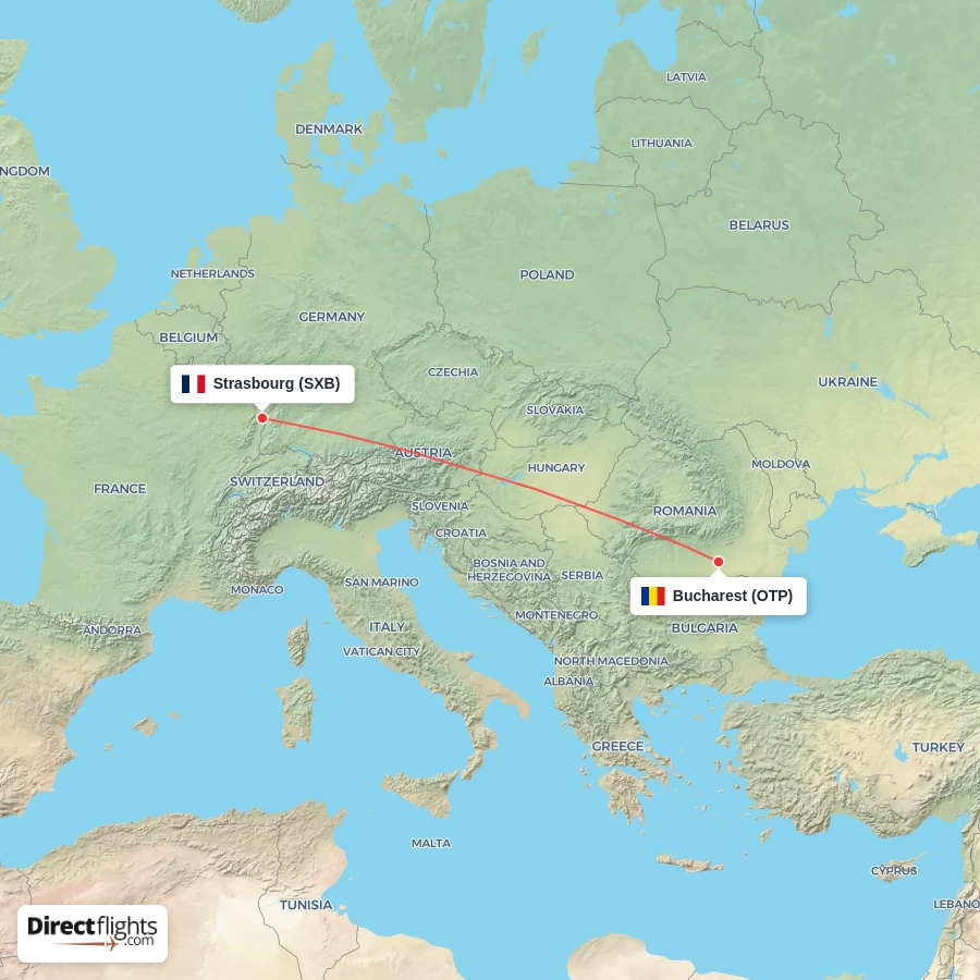 SXB - OTP route map