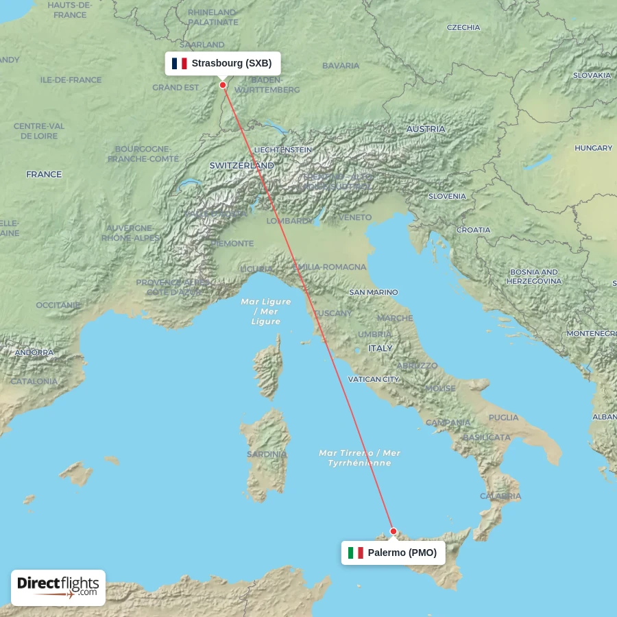 SXB - PMO route map