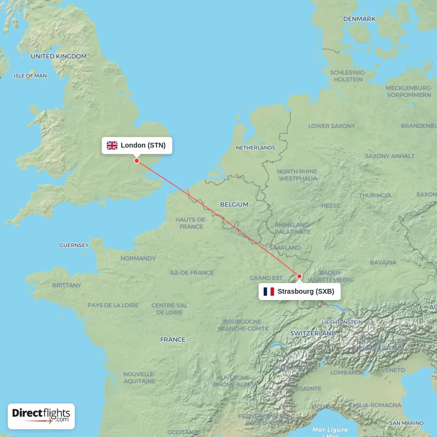 SXB - STN route map