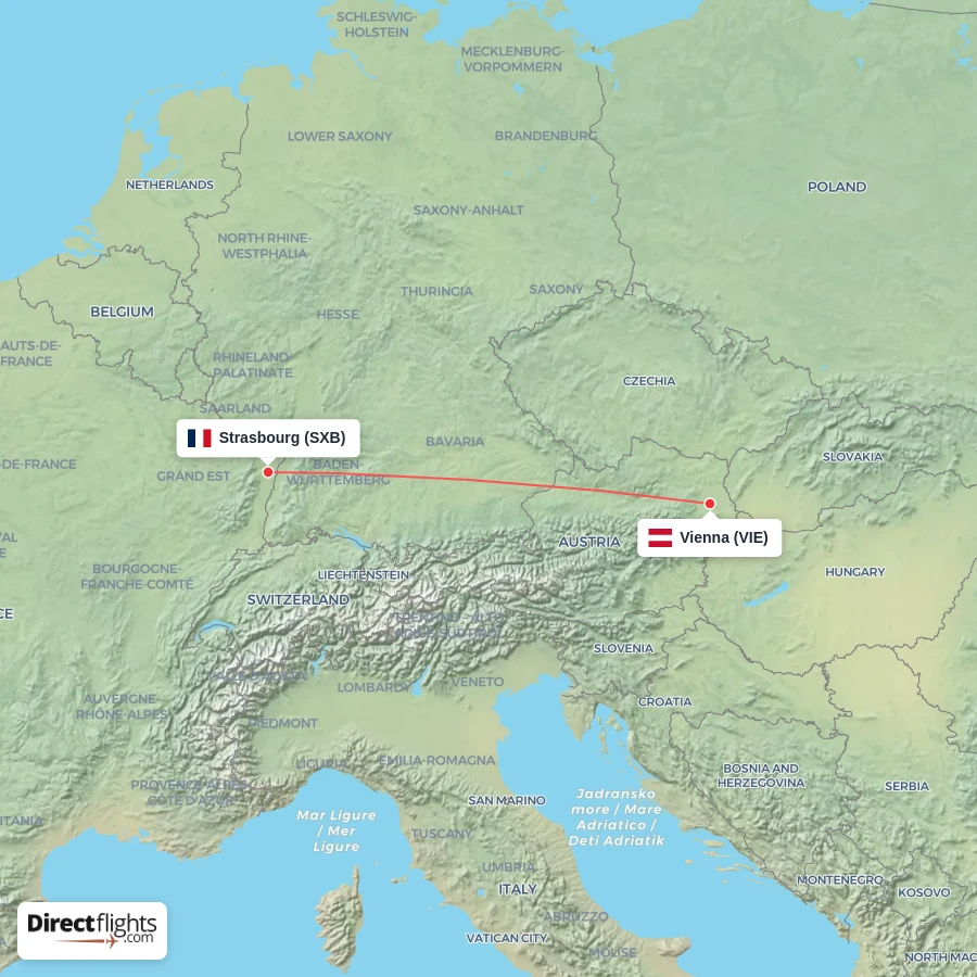 SXB - VIE route map